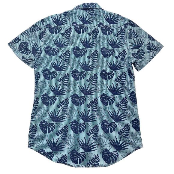 MTL Made To Live Shirt Youth Small Blue Tropical Print Button Up Slim Fit - Picture 4 of 8
